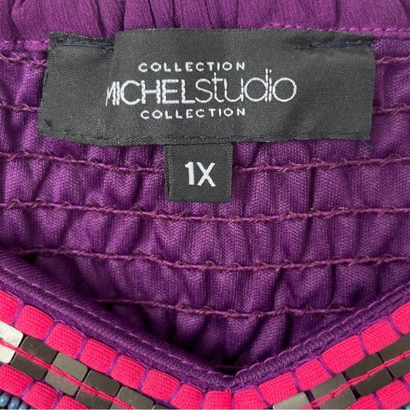 Michel Studio Collection: Formal Beaded Flowy Maxi Dress - Picture 14 of 15